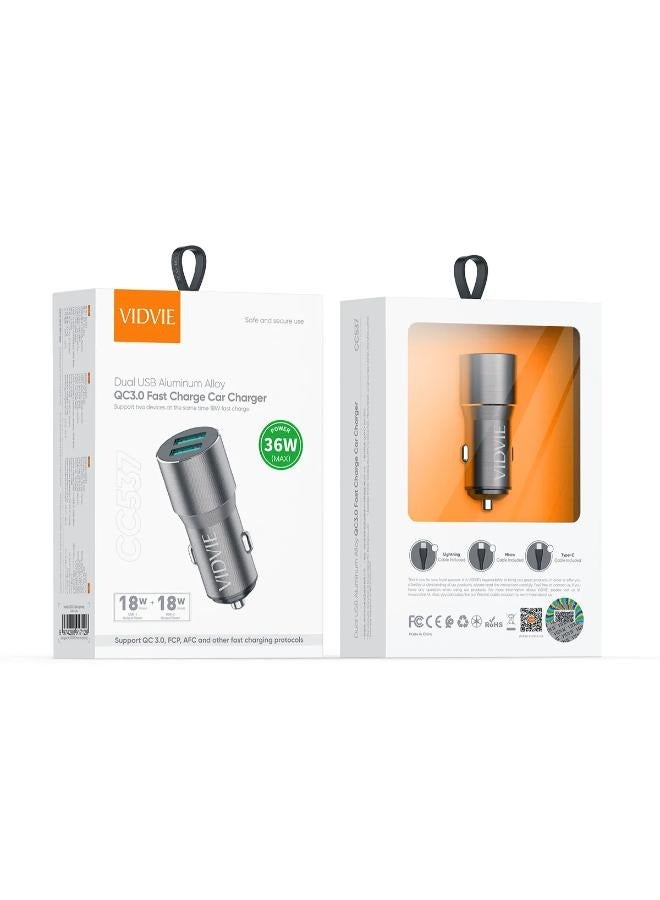 Vidvie Vidvie 36W Dual Loop Mini Fast Charger Car Charger with Lightning Cable  - Image 2