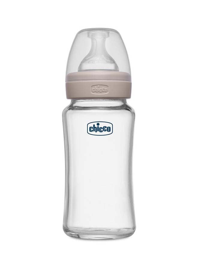 Chicco زجاجة رضاعة زجاجية للرفاهية (240 مل، تدفق متوسط) (محايد) 2M+ - Image 1