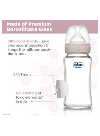 Well-Being Glass Feeding Bottle (240ml, Medium Flow) (Neutral) 2M+ - view 3
