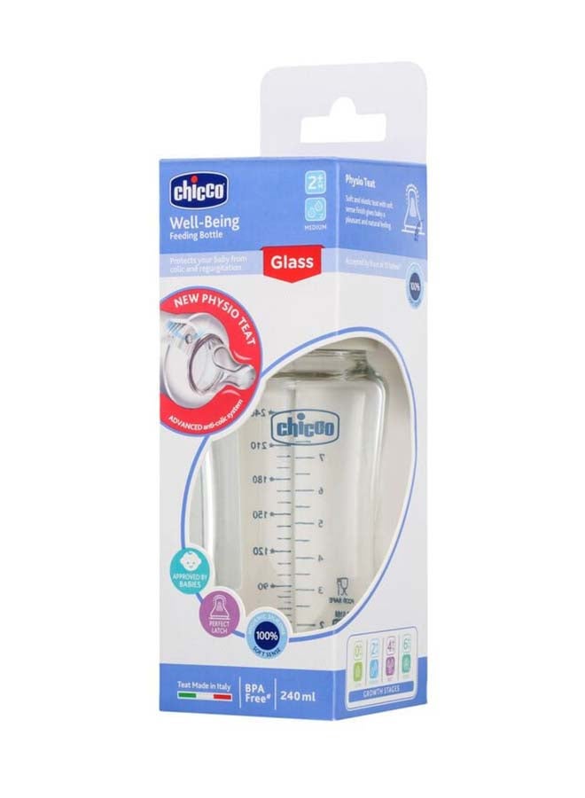 Chicco زجاجة رضاعة زجاجية للرفاهية (240 مل، تدفق متوسط) (محايد) 2M+ - Image 4
