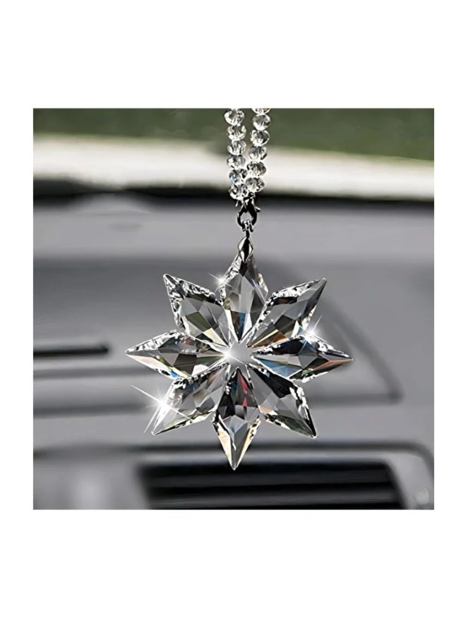 Crystal Car mirror Pendant, Crystal Car Rear View Mirror Pendant, Hanging Decorations Ornament, Crystal Pendant Snowflake For The Car Front Mirror (Octagonal Transparent Color), Car & Home decor - Image 2