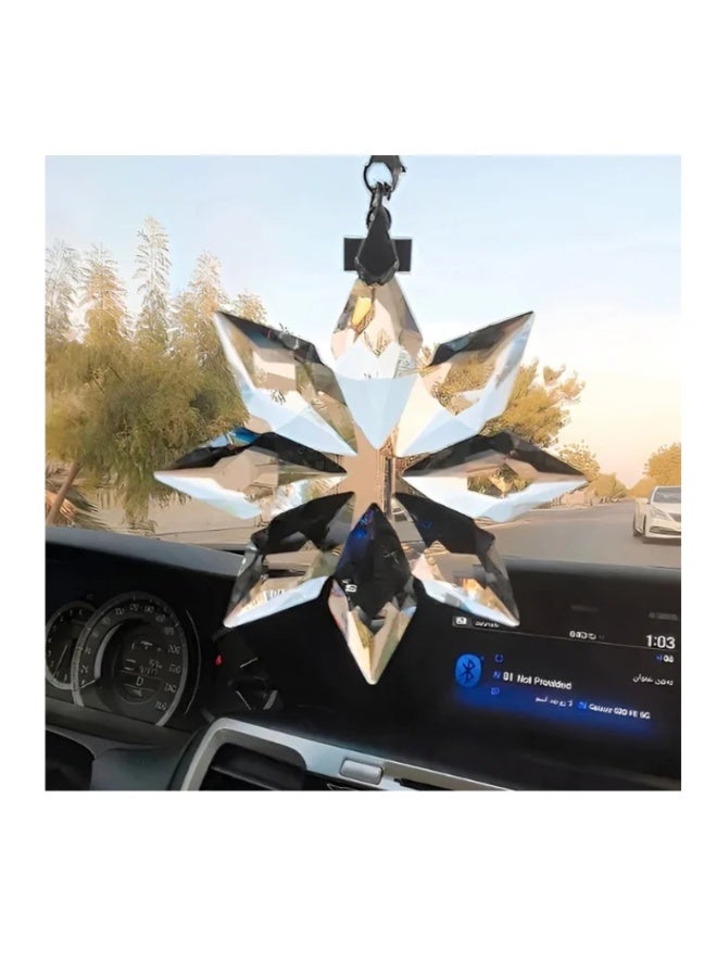 Crystal Car mirror Pendant, Crystal Car Rear View Mirror Pendant, Hanging Decorations Ornament, Crystal Pendant Snowflake For The Car Front Mirror (Octagonal Transparent Color), Car & Home decor - Image 4