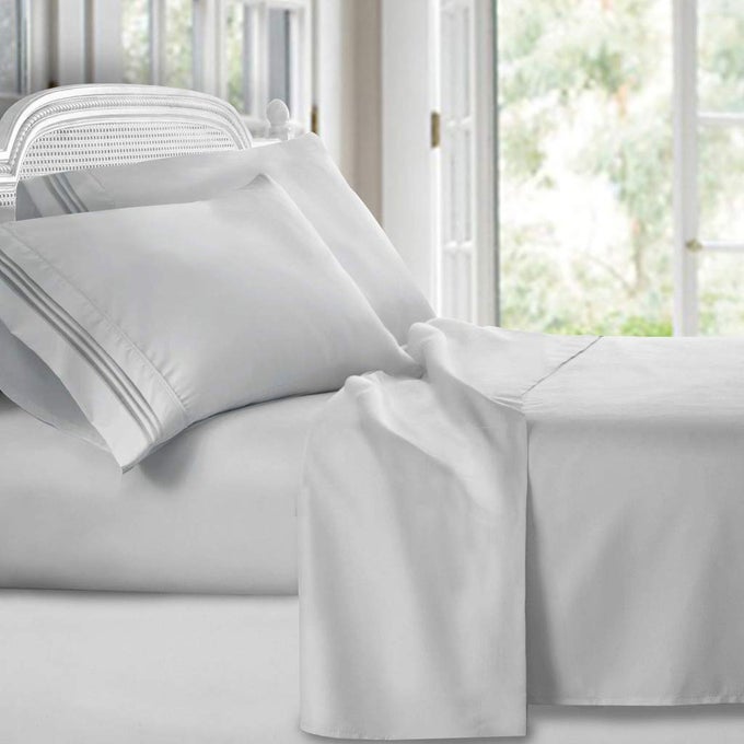 BED SHEETS PREMIER 1800 SERIES 4 PIECE BED SHEET SET DEEP POCKET WRINKLE FADE STAIN RESISTANT LUXURY SOFT BEDDING SHEETS PILLOWCASES KING SILVER GRAY