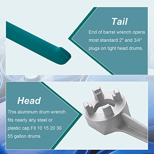 P1TOOLS Aluminum Drum Bung Wrench, Plastic Drum Plugs for Opener 55 Gallon Drum, Fits 2 in and 3/4 in Barrel Bung Caps - Image 5