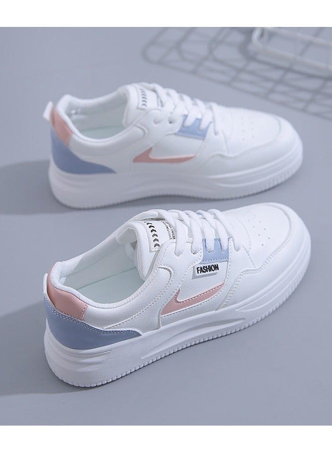 NIBEMINENT Women's Casual & Fashion Sneakers, Letter Patch Color Block Skate Shoes, Low Top Lace Up Shoes  - Image 1