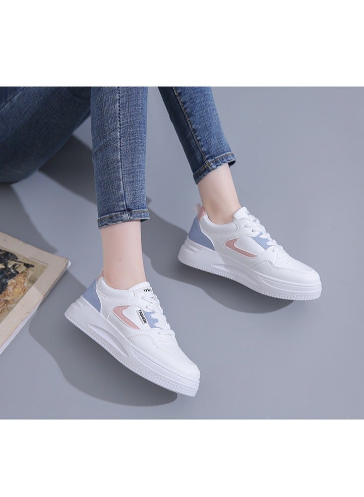 NIBEMINENT Women's Casual & Fashion Sneakers, Letter Patch Color Block Skate Shoes, Low Top Lace Up Shoes  - Image 4