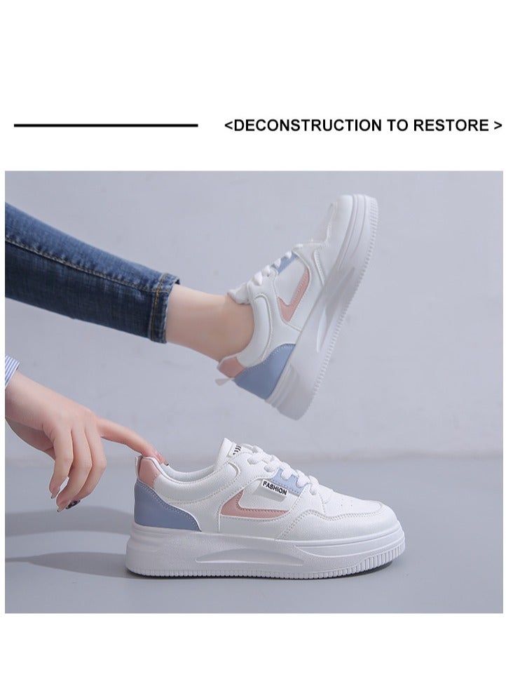 NIBEMINENT Women's Casual & Fashion Sneakers, Letter Patch Color Block Skate Shoes, Low Top Lace Up Shoes  - Image 3