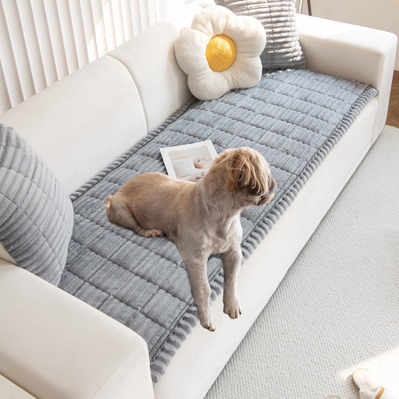 Gumfolk Pet Couch Covers for Sofa Slipcovers Couch Protector for Dogs Washable Cushion Cover, Sofa Pad Blanket Furniture, Grey, 27in*71in - Image 1