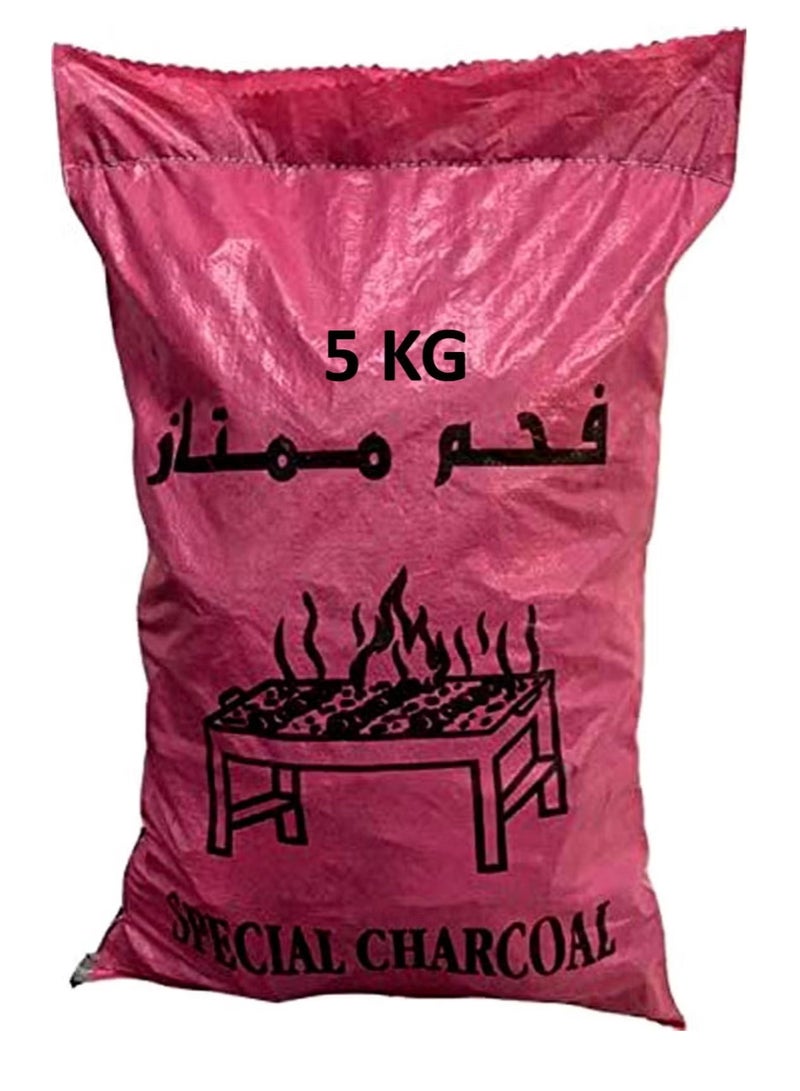 Toshionics 5 KG Natural Charcoal Packet for BBQ, Grilling, Outdoor Cooking, Camping, Shisha, and Tandoor – High Heat, Long Lasting, Low Smoke, Eco-Friendly, Easy Ignition, Restaurant and Home Use - Image 1