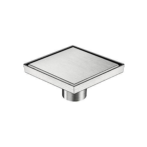 Neodrain 6-Inch Square Shower Drain with Removable Tile Insert Grate,Brushed 304 Stainless Steel, with Watermark&CUPC Certified, Includes Hair Strainer… - Image 2