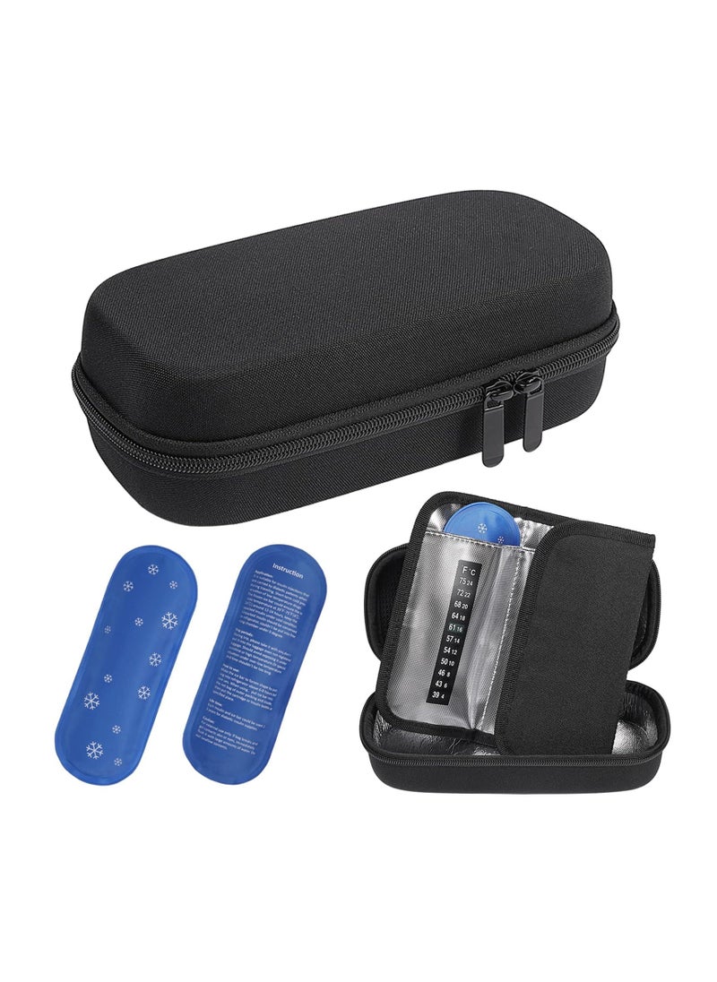 SYOSI Insulin Cooler Travel Case, Insulin Pen Case with 3 Ice Pack & Temperature Strip for Insulin Pens and Insulin Medicine Cool Storage, Medication Cooler EVA Protective Case, Diabetic Storage Organizer  - Image 1