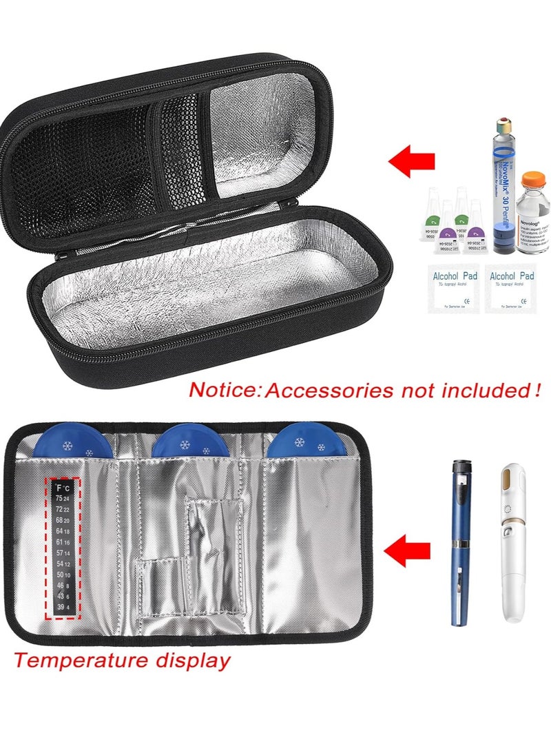 SYOSI Insulin Cooler Travel Case, Insulin Pen Case with 3 Ice Pack & Temperature Strip for Insulin Pens and Insulin Medicine Cool Storage, Medication Cooler EVA Protective Case, Diabetic Storage Organizer  - Image 2