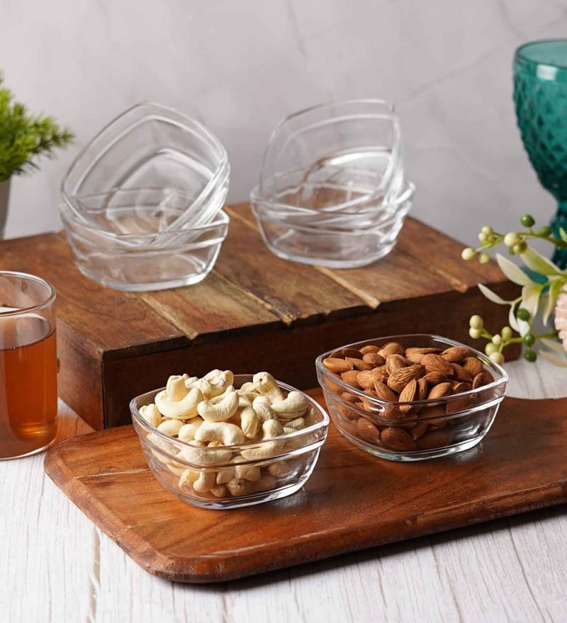 WRINGO Glass Bowl for Kitchen Prep, Dessert, Dips, and Candy Dishes, Cake, Snack Bowl Set of 6 Or Nut Bowls, and Microwave Safe Clear Glass Bowls for Mixing, Storing Size 4.5 Inch (WR-05), 250 ml - Image 1
