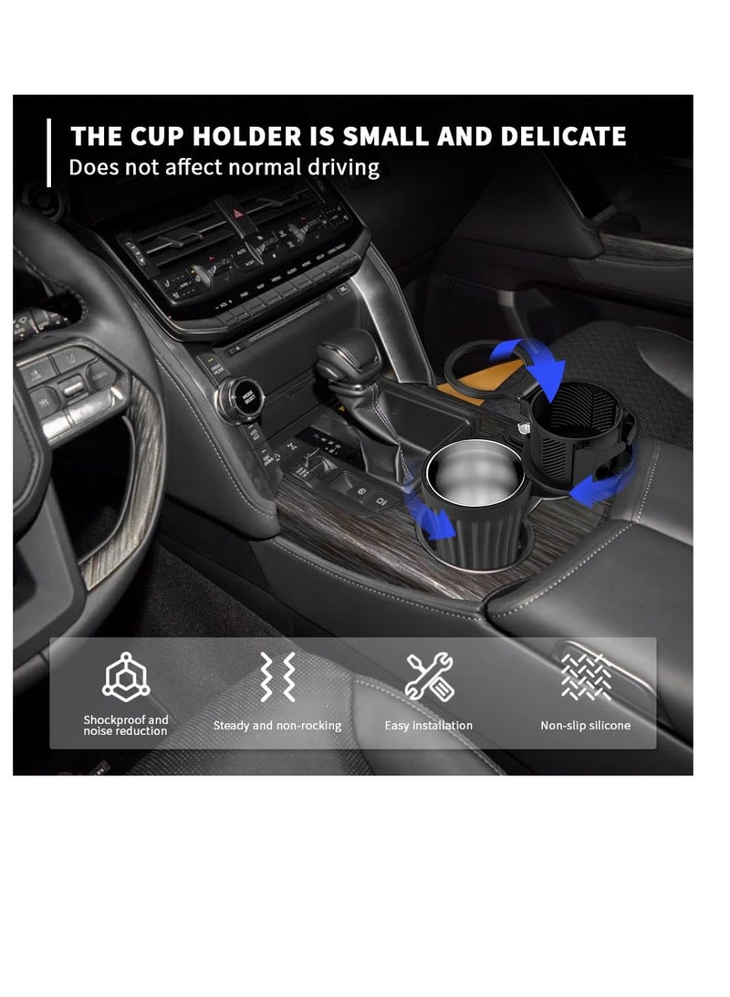 SYOSI Car Cup Holder 3 in 1, Multifunctional 360°Adjustable Car Cup Holder for Coffee Drink, Keeping Cold & Warm, Adjustable Cup Holder Expander, Essentials Car Accessories, Fits All Smartphones, Black - Image 5