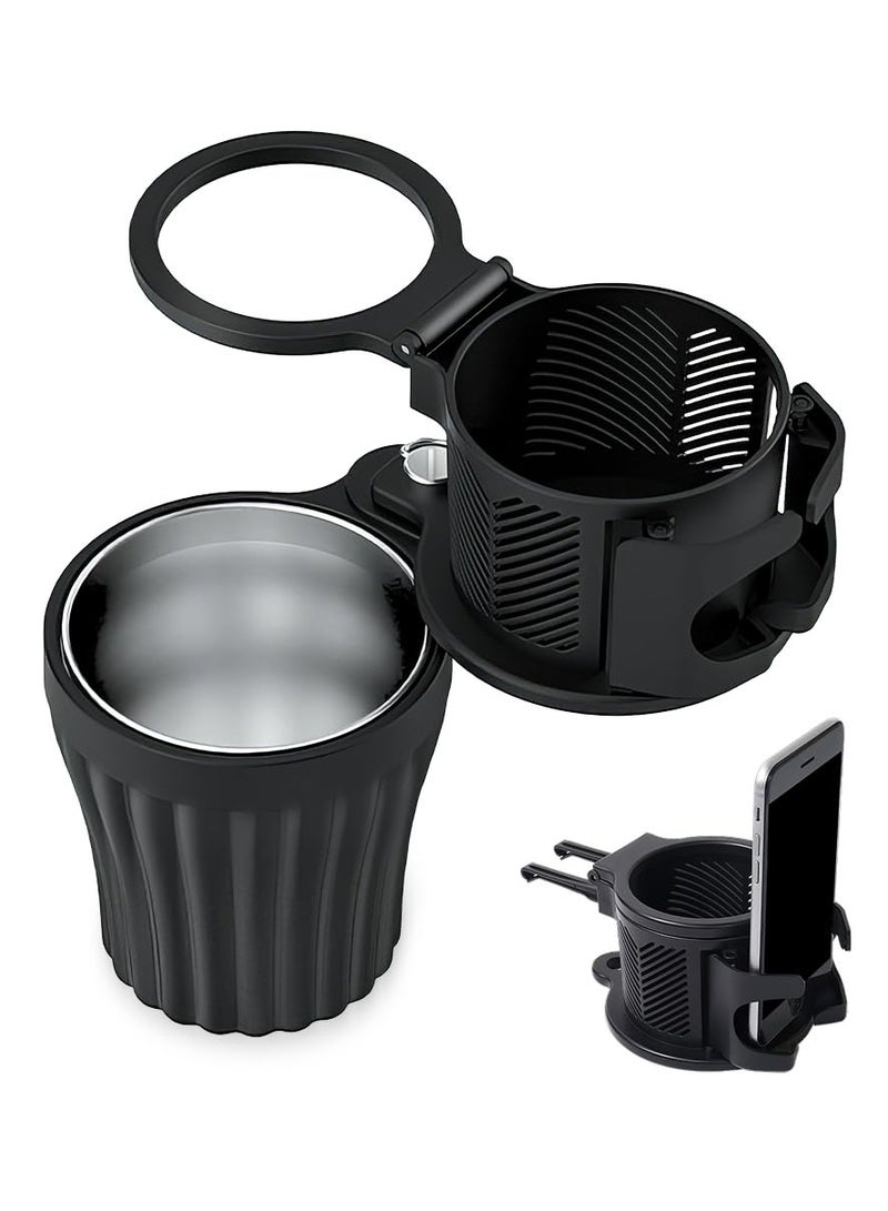 SYOSI Car Cup Holder 3 in 1, Multifunctional 360°Adjustable Car Cup Holder for Coffee Drink, Keeping Cold & Warm, Adjustable Cup Holder Expander, Essentials Car Accessories, Fits All Smartphones, Black - Image 1