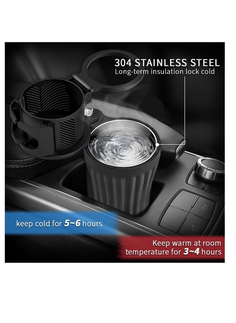 SYOSI Car Cup Holder 3 in 1, Multifunctional 360°Adjustable Car Cup Holder for Coffee Drink, Keeping Cold & Warm, Adjustable Cup Holder Expander, Essentials Car Accessories, Fits All Smartphones, Black - Image 4