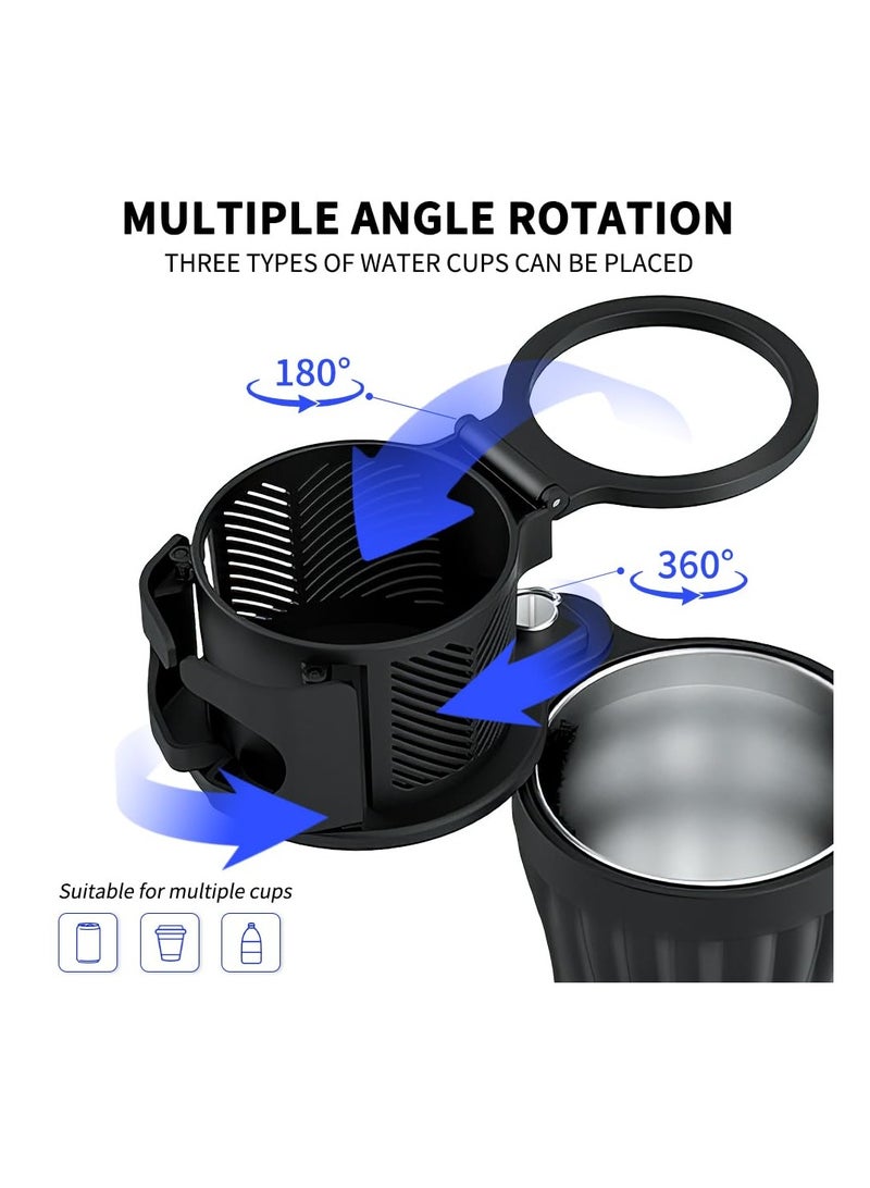 SYOSI Car Cup Holder 3 in 1, Multifunctional 360°Adjustable Car Cup Holder for Coffee Drink, Keeping Cold & Warm, Adjustable Cup Holder Expander, Essentials Car Accessories, Fits All Smartphones, Black - Image 3