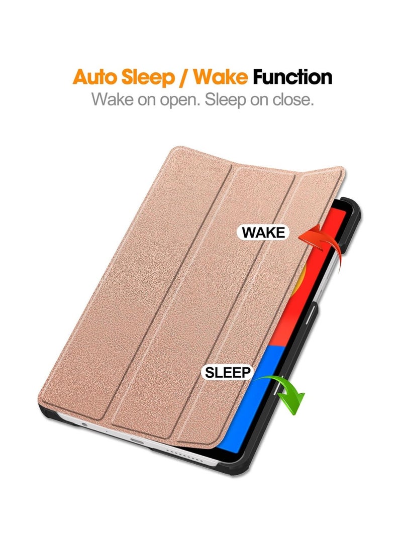 URBBKING Slim Stand Hard Back Shell Smart Cover Case for Redmi Pad SE 8.7 Inch, Auto Wake/Sleep Rose Gold - Image 5