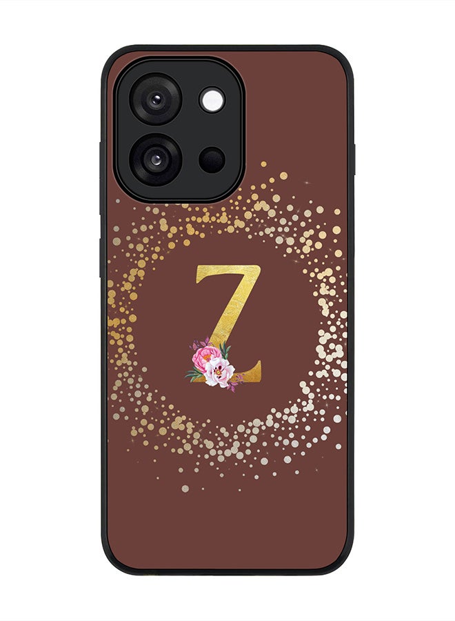 Stylizedd For OnePlus 13s / 13T Case,Slim fit Camera Protection, Shockproof Thin Phone cover  - Custom Monogram Floral - Z  (Brown )