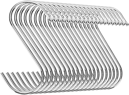 Emoly 20 Pack Heavy Duty s Hooks Stainless Steel S Shaped Hanging Hooks Hangers for Kitchen, Bathroom, Bedroom and Office, Silver - Image 1
