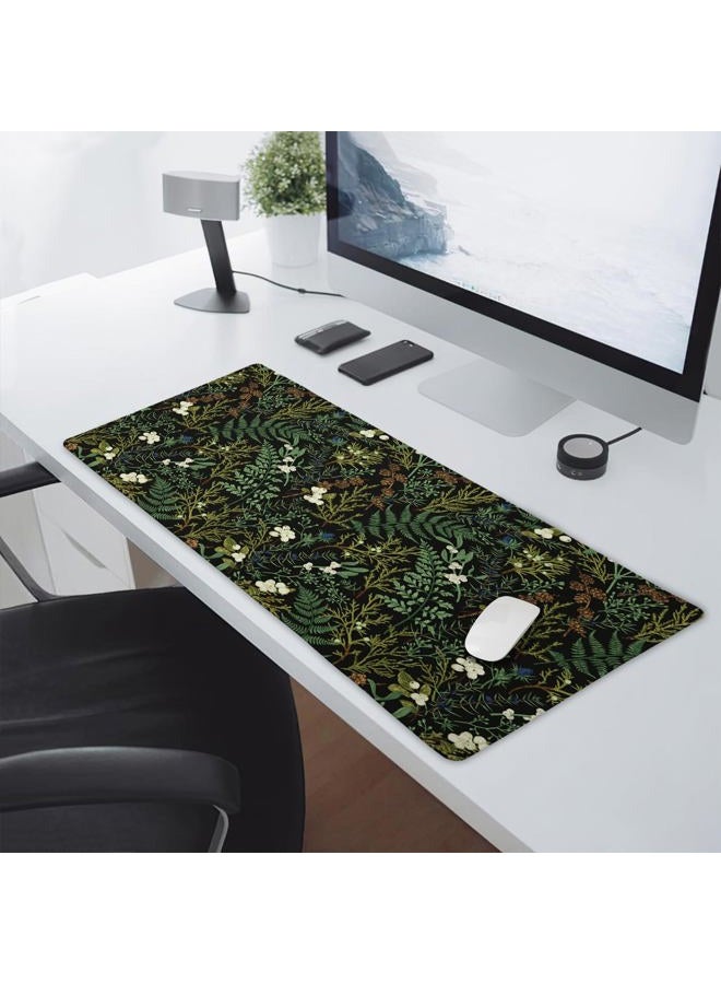 aportt Black Aesthetic Vintage Botanical Gaming Mouse Pad Large XL Cute Forest Green Plant Nature Floral Extended Large Big Mousepad Non-Slip Stitched Edge Long Mat for Desk Computer,24x14 Inch,60x35 CM - Image 5