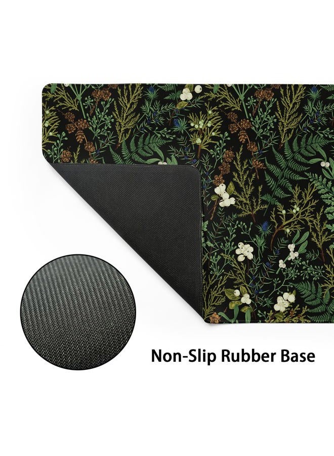 aportt Black Aesthetic Vintage Botanical Gaming Mouse Pad Large XL Cute Forest Green Plant Nature Floral Extended Large Big Mousepad Non-Slip Stitched Edge Long Mat for Desk Computer,24x14 Inch,60x35 CM - Image 3