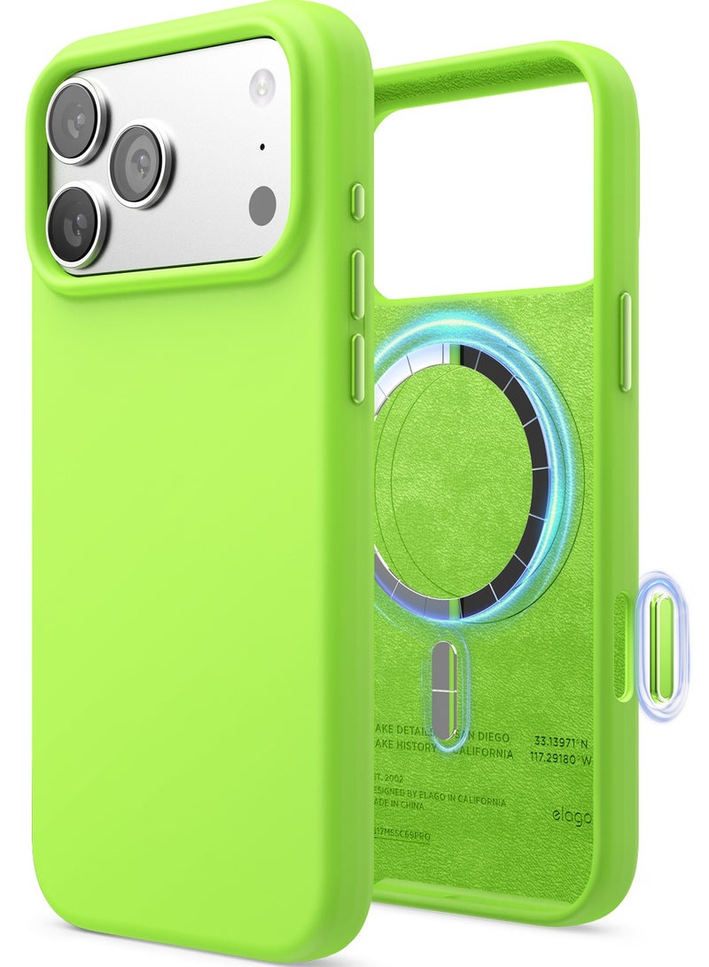 Elago Magnetic Liquid Silicone for iPhone 17 Pro MAX case cover [Camera Control Button Cover] compatible with MagSafe Shockproof - Lime Green - Image 1