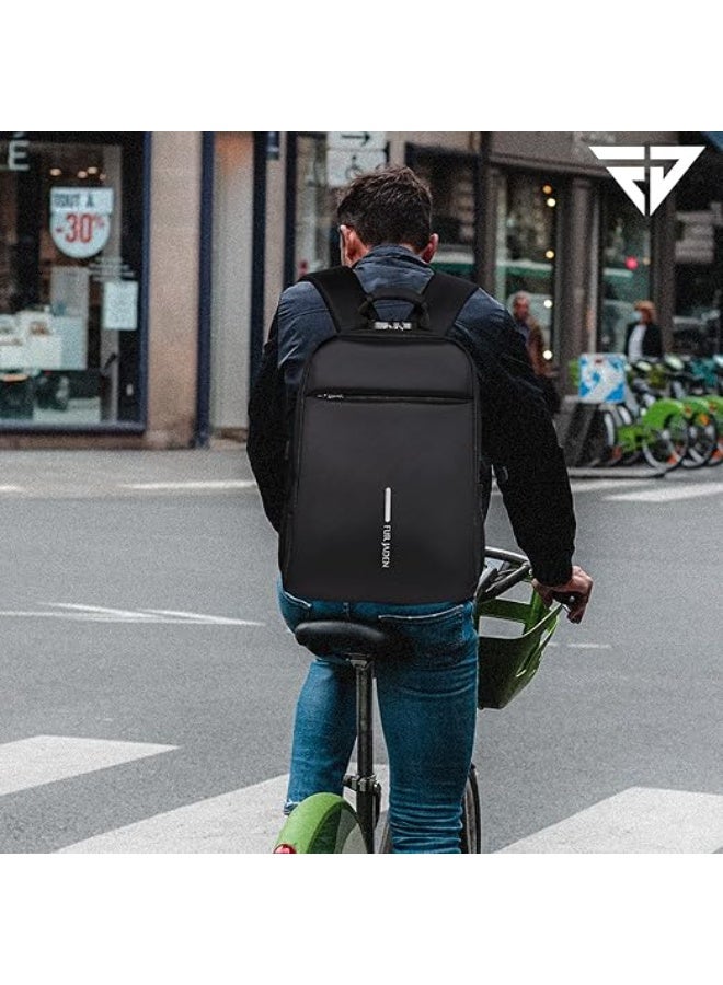 FUR JADEN Anti Theft Number Lock Backpack Bag with 15.6 Inch Laptop Compartment, USB Charging Port & Organizer Pocket for Men Women Boys Girls - Image 4