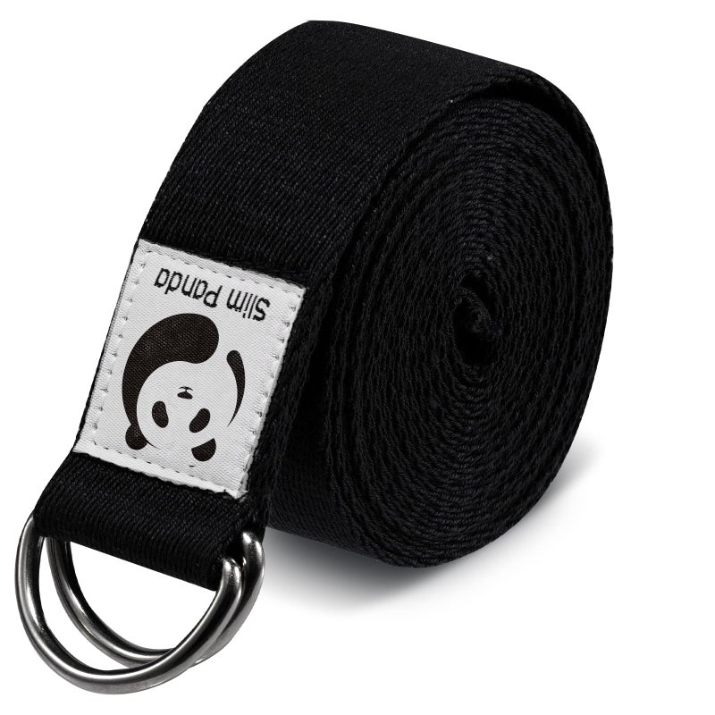 Slim Panda Yoga Strap for Stretching, (10+ Colors,6 Feet/8 Feet) Yoga Bands with Adjustable D-Ring Buckle, Cotton Yoga Belt for Fitness, Yoga, Pilates, Physical Therapy, Improve Flexibility - Image 1