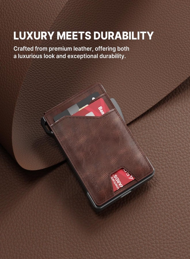 typecase Tactical Wallet for Men Card Holder: Pop Up Card Case, Genuine Leather, Smart, RFID Blocking, Slim, Minimalist, Thin, Front Pocket - 9-13 Card Capacitiy, ID Window, Money Clip (Brown) - Image 5