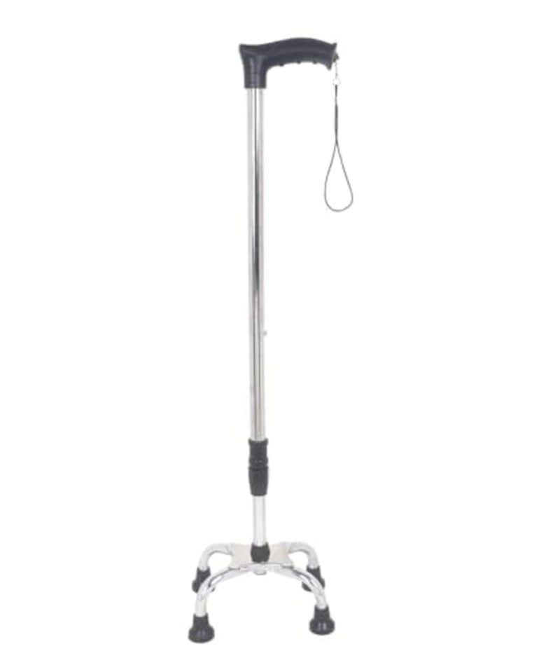 PHYSIQO Steelness Steel Height Adjustable Walking Stick for Men&Women|Hand Stick with 4 Legs for Walking Support|Ideal for Old,Fractured,Injured&Handicapped People(Silver,Black),Design 8 - Image 2