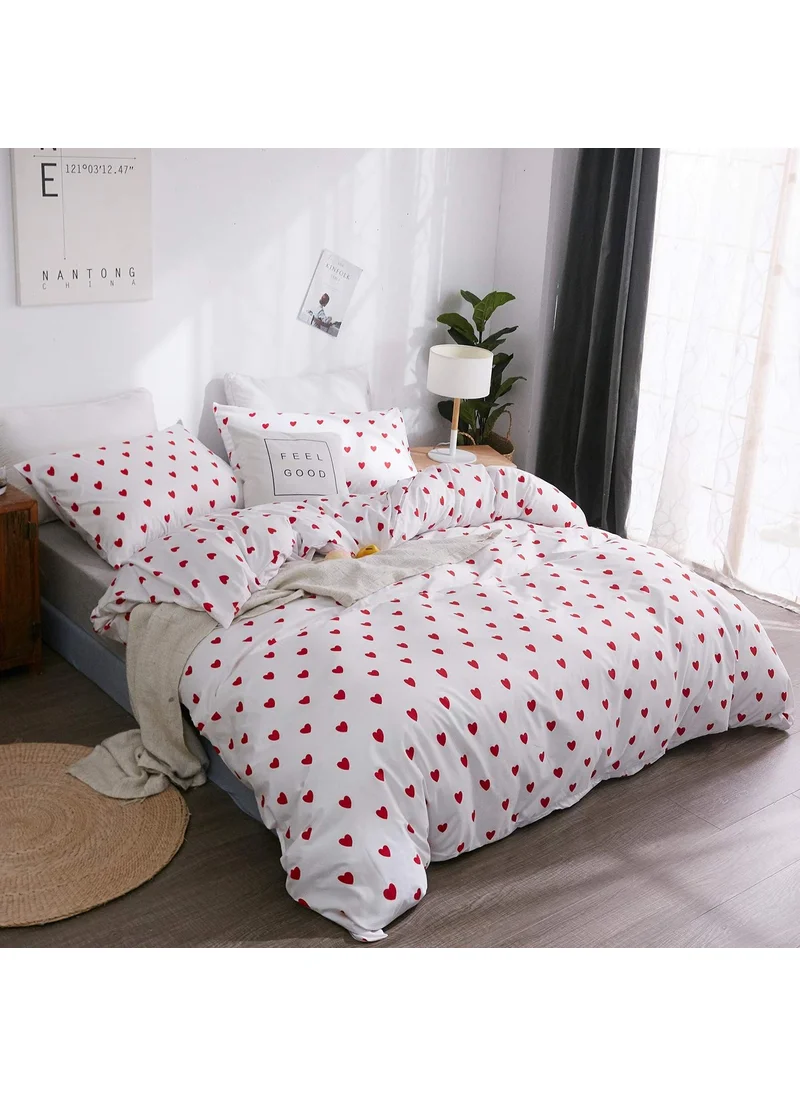 Valoroso Tekstil Valoroso Textile Single Red Heart Patterned Duvet Cover Set (Without Sheet)