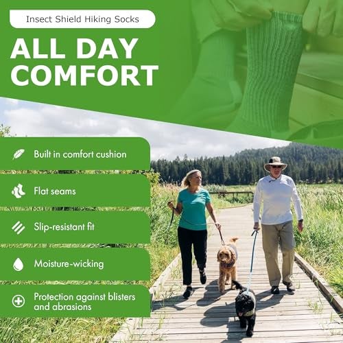 Insect Shield Lightweight Hiking Socks With Permethrin Bug Repellant - Protective Clothing for Men & Women, Khaki, Medium - Image 4