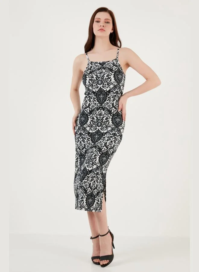 Lela  Lela Strappy Fitted Midi Dress with Slit for Women DRESS 5865573 for Women | Best Price UAE