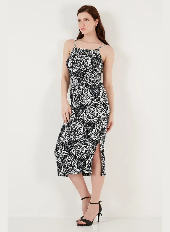 Lela  Lela Strappy Fitted Midi Dress with Slit for Women DRESS 5865573 for Women | Best Price UAE