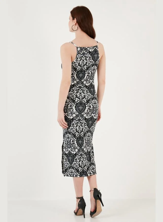 Lela  Lela Strappy Fitted Midi Dress with Slit for Women DRESS 5865573 for Women | Best Price UAE