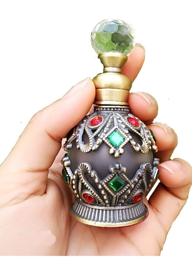 زجاجة عطر من الزجاج العتيق سعة 15 مل، زجاجة عطر عتيقة قابلة لإعادة الملء من الكريستال والأحجار الكريمة لتزيين المنزل والزفاف، زجاجة عطر كريستالية - Image 3