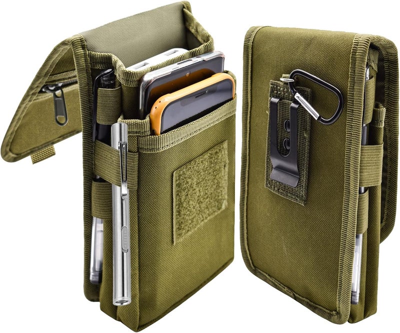 KATOLK Dual Phone Holster, Large Smartphone Pouch, Belt Cell Phone Holder for iPhone 16/15/14 Pro Max & Samsung Phones, Compatible with Power Bank, for Work, Hiking, Camping, Barbecue, Rescue (L) - Image 1