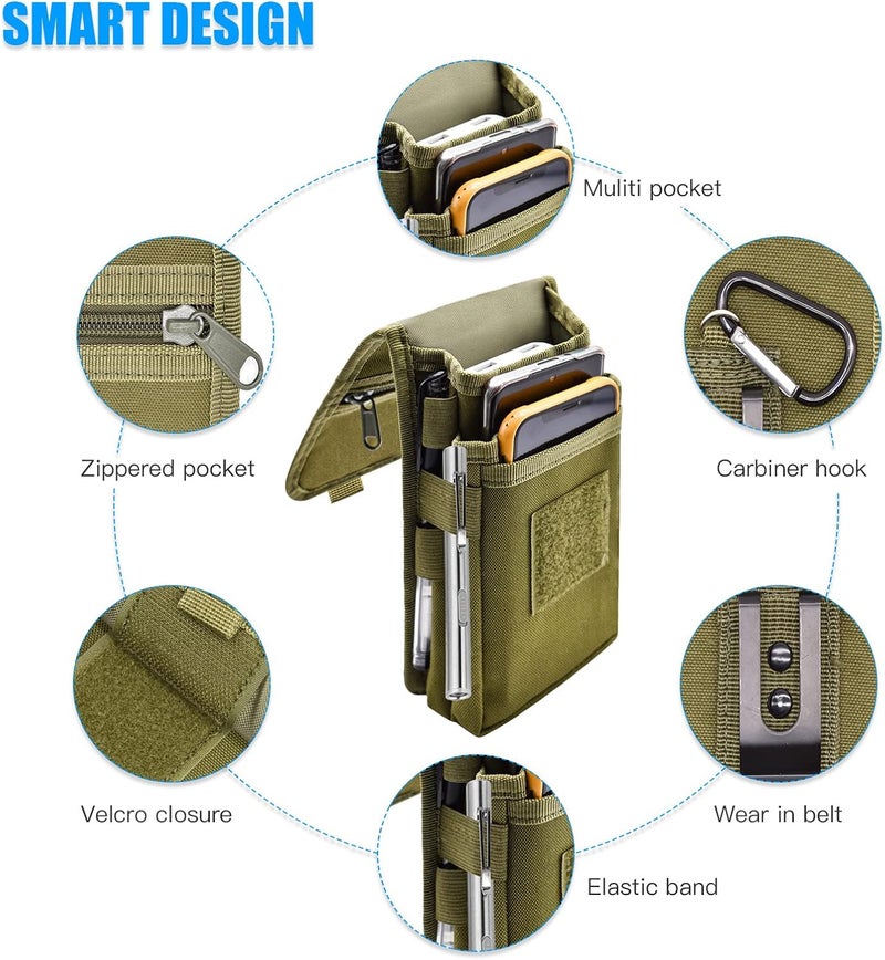 KATOLK Dual Phone Holster, Large Smartphone Pouch, Belt Cell Phone Holder for iPhone 16/15/14 Pro Max & Samsung Phones, Compatible with Power Bank, for Work, Hiking, Camping, Barbecue, Rescue (L) - Image 4