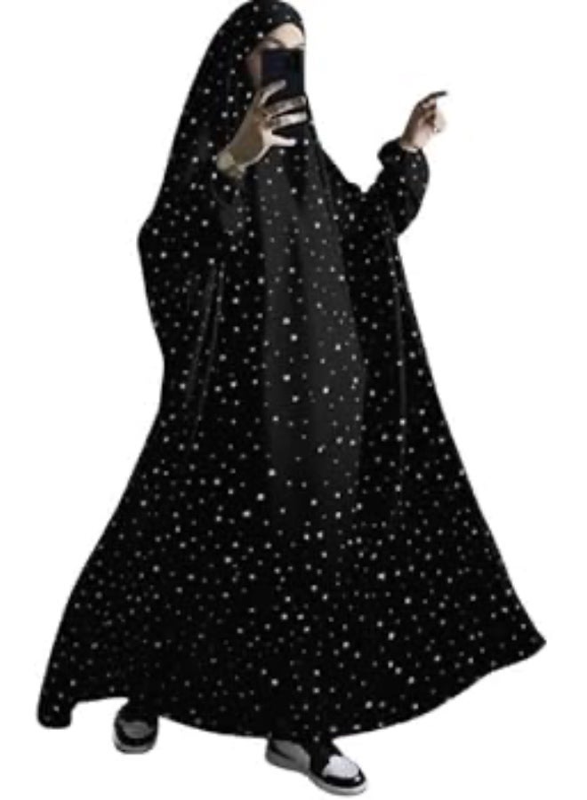 AMYAE One Piece Islamic Prayer Dress Women with long sleeve - Prayer Clothes for Women - Namaz Prayer Dress Abaya For women - Jilbab 1 piece, Umrah essentials for women - Prayer set Salah Dress, Namaz Wear Black Color - Image 1