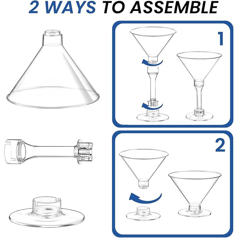CALBODE 40 Pack Plastic Martini Glasses 5 Oz Disposable Cocktail Glasses, Tall Mini Martini Cups, Plastic Margarita Glasses Perfect for Summer Party Wine, Appetizers, Btirhday Wedding and All Events - Image 3