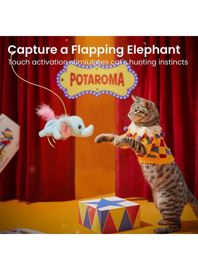 Potaroma Cat Toys Flapping Elephant, Interactive Realistic Kitten Toy Stuffed with Catnip and Crinkle Paper Hangable Design for Bored Indoor Cats 6.3 Inches - Image 2