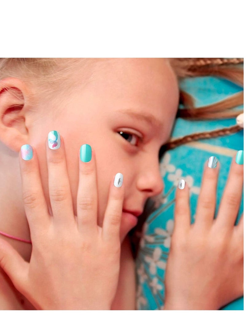 Bluejw Kids Press on Nails Children,120 Pieces Fake Artificial Tips Girls Full Cover Short False Fingernails for Art Decoration, Cute Pre Glue Acrylic (Blue Color) - Image 3