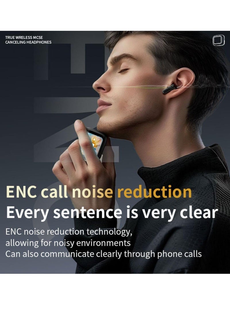 Denx Smart Bluetooth Earphone with Touch Screen ANC/ENC with 320mAh Battery Waterproof Wireless Bluetooth Earbuds with Noise Cancelling and Professional LCD Display for iPhone and Android in Black - Image 1