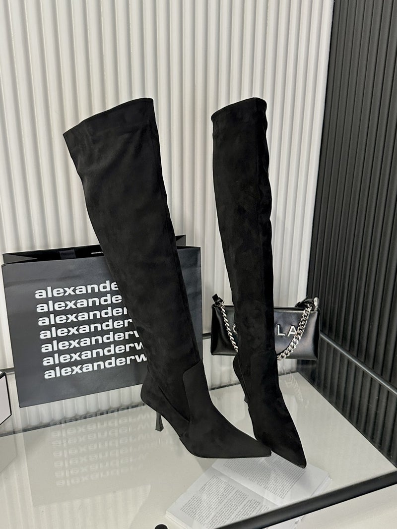 Fashion Boots Large Round Pile Boots Pointed Pleated Thin Heel High Boots - Image 1