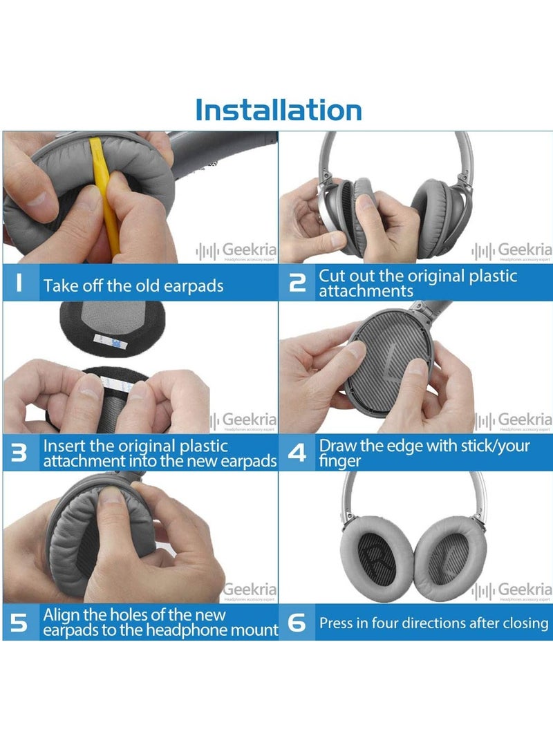 اليشمك وسائد أذن لسماعات الرأس قطعتان مع رغوة الذاكرة لسماعات Bose QC2 QC15 QC25 QC35 AE 2 2i 2w - Image 3