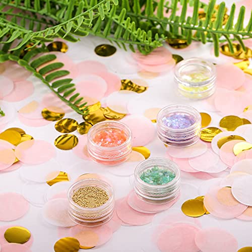 Confetti! Premium 1-inch Round Tissue Paper Party Table Confetti - 10/15 Grams (Pink, White, Gold Mylar Flakes) - Image 5