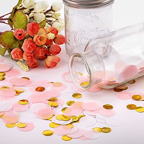 Confetti! Premium 1-inch Round Tissue Paper Party Table Confetti - 10/15 Grams (Pink, White, Gold Mylar Flakes) - Image 4