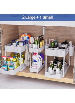 Arabest 3 Pack Under Sink Storage and Organizer, 2-Tier Kitchen Cabinet Under Sink Organizers Under Shelf Bathroom Storage Sink Stand Rack for Kitchen Laundry Countertop -White  - Image 2