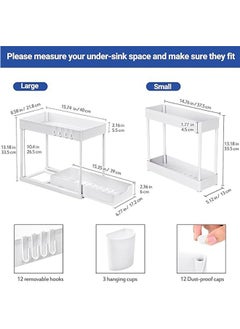 Arabest 3 Pack Under Sink Storage and Organizer, 2-Tier Kitchen Cabinet Under Sink Organizers Under Shelf Bathroom Storage Sink Stand Rack for Kitchen Laundry Countertop -White  - Image 5